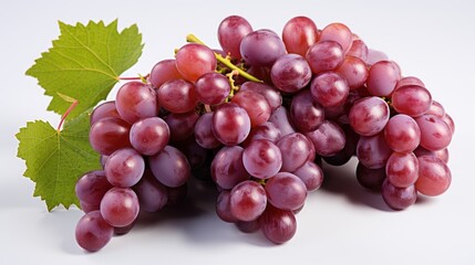 Fototapeta premium Fresh bunch of grapes isolated on a white background. Generative ai