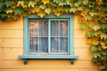 Fototapeta na wymiar ivy wall with a hidden cottage window