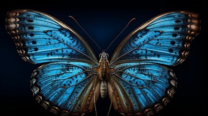 Closeup of glowing blue butterflies