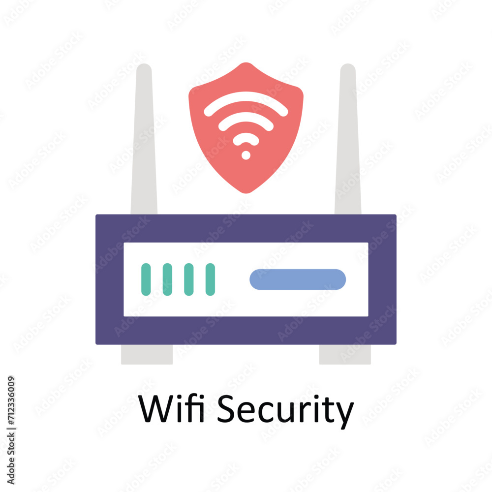 Poster wifi security vector flat icon style illustration. eps 10 file