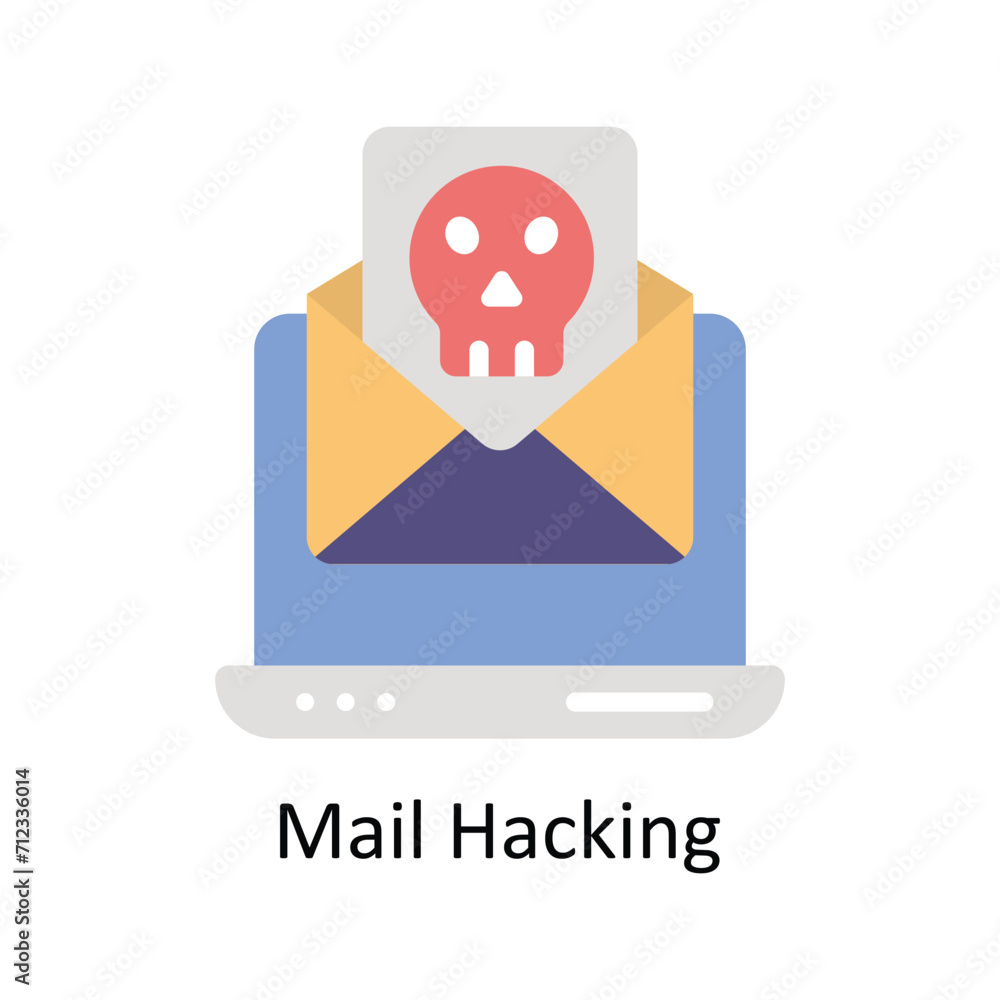 Poster mail hacking vector flat icon style illustration. eps 10 file