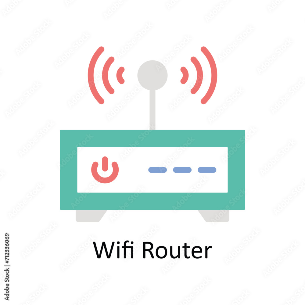 Poster wifi router vector flat icon style illustration. eps 10 file
