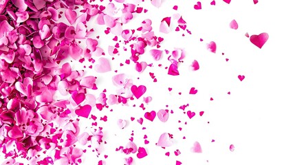 Fototapeta na wymiar Fragile flying pink and white flower petals. pink on a white background. Concept for Valentine's day.