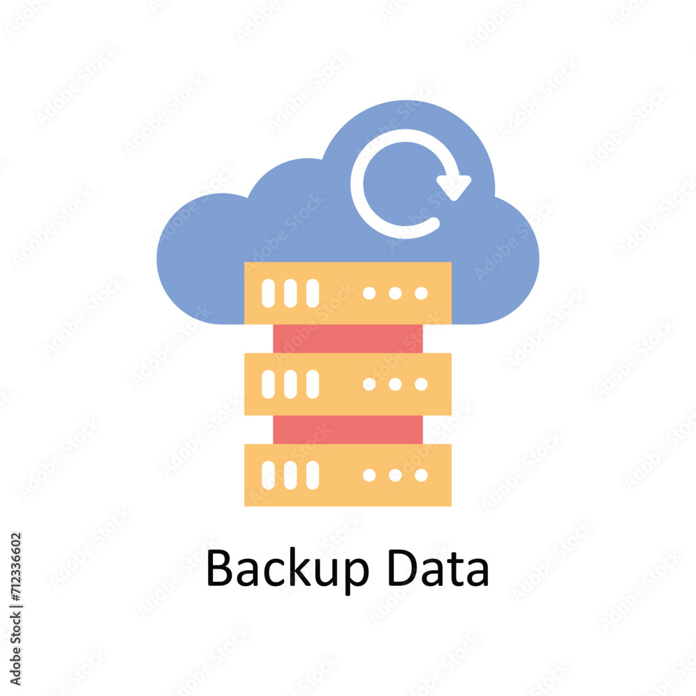 Poster backup data vector flat icon style illustration. eps 10 file