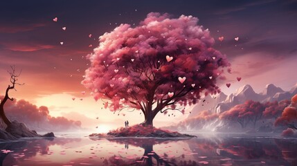 Illustration of a pink tree