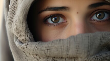 Seductive beautiful eyes of an Arabic girl close up. Generative ai