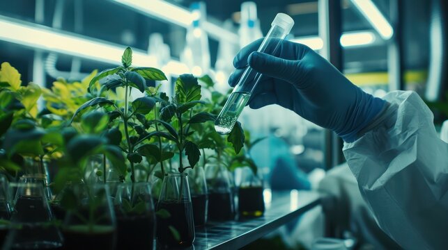 The process of growing plants in a bio greenhouse. Generative AI
