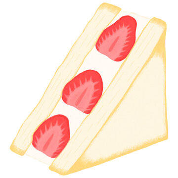 Fruit sando. Japanese fruit sandwich with strawberry and whipped cream. Sandwich for breakfast or snack. Asian sweet food. 