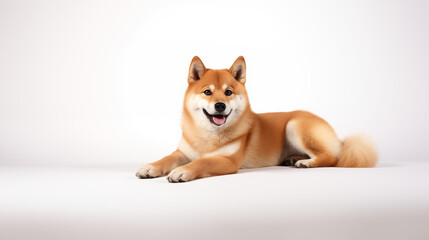 photograph  Shiba inu dog isolated on white background