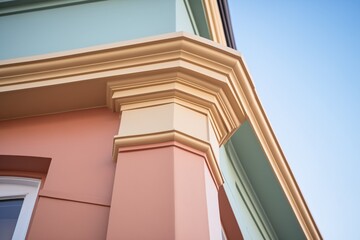 architectural detail of dentil molding corner piece on georgian building