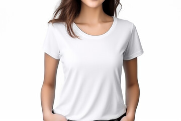 Woman in White Tshirt Mockup created with Generative AI