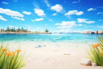 Fototapeta premium summer beach scene with clear blue water