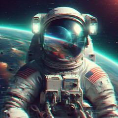 astronaut in space glitter glitch effect 