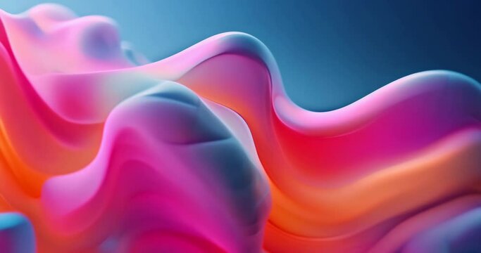 calm and abstract animated colorful 3D pattern illustration, bubble wavy tech