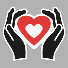 Obraz premium Hand holding heart. blood donation and life saving concept, Vector illustration 10 eps