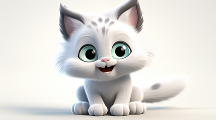 Fototapeta premium white cat with a smile cartoon