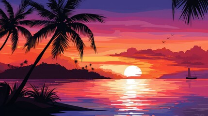 Fototapeta na wymiar sand tropical summer background illustration ocean paradise, vacation surf, coconut hammock sand tropical summer background