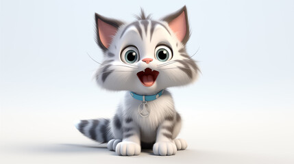  cute american short hair cat on white backgroud 3d cartoon