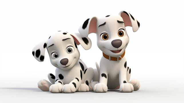 cartoon couple dalmatians dog on white background 