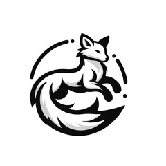 Vector Logo featuring a jumping white fox. Versatile Symbol of Energy and Craftsmanship for Logos, Branding, and Nature inspired Designs. High Quality Illustration, Isolated on a white Background.
