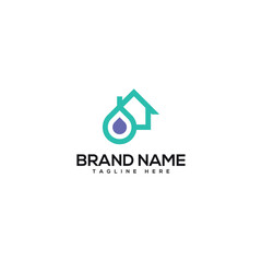Home and water drop symbol logo design template vector elements.