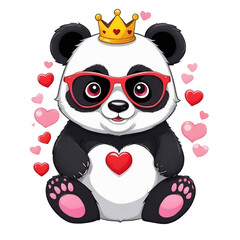 Valentine's Day graphics cute white little panda