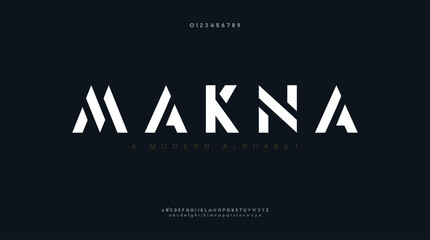 Makna, abstract digital modern alphabet fonts logo design
