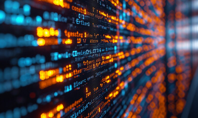 Intricate patterns of code on a programmer's screen. abstract background.