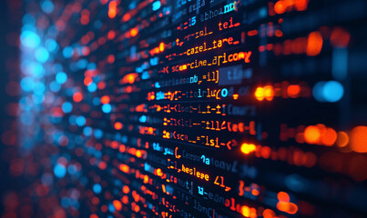 Intricate patterns of code on a programmer's screen. abstract background.