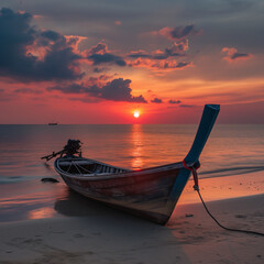boat at sunset
