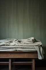 old bed in the room, vintage and retro style, soft focus