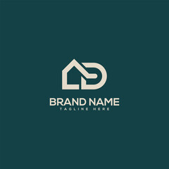 Alphabet letter D house symbol logo icon design template vector elements.