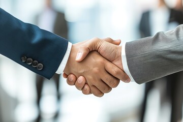 Closeup of diverse business colleagues handshake
