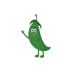 Peas Cartoon Character Waving Hand Vector Illustration