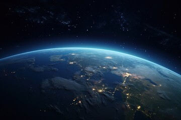 Amazing planet earth with night city lights, view from space
