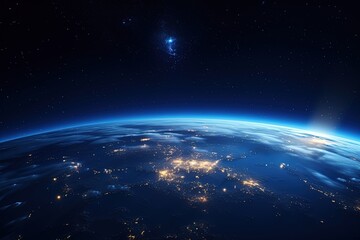 Fototapeta na wymiar View of blue planet earth in space 3d rendering 