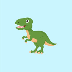 Cute Little Green T rex Dinosaur Vector Illustration
