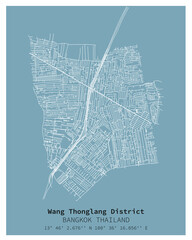 Street map of Wang Thonglang District Bangkok,THAILAND ,vector image for digital marketing ,wall art and poster prints.