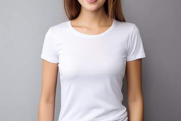 Obraz premium Woman in White Tshirt Mockup created with Generative AI