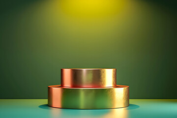 Farbenfrohes Produktpr&auml;sentationspodest: Bunte Plattform f&uuml;r kreative und vielseitige Produktshows vor einem neutralen Hintergrund.