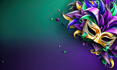 Abstract Mardi Gras Mask Background with Copy Space - obrazy, fototapety, plakaty