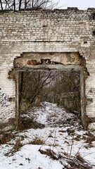 Entrance to a ruined house.