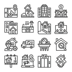 Obraz premium real estate outline icon set