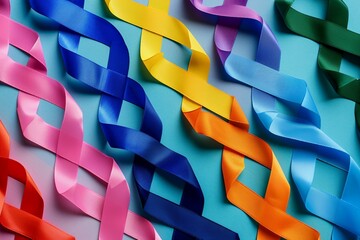 World Cancer Day Background with Colorful Ribbons.
