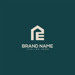 Alphabet letter E house symbol logo icon design template vector elements.