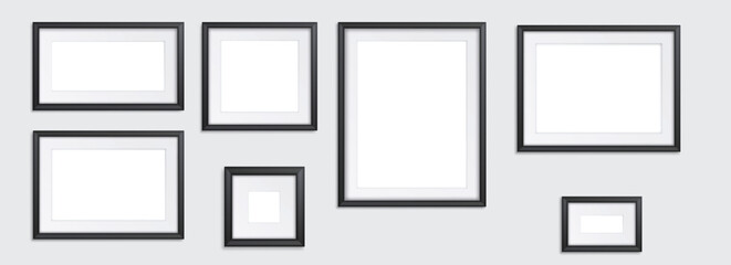 Realistic photo frames in mockup style.