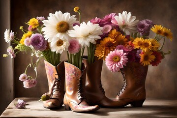 boot and flowers