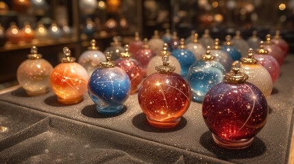 Fototapeta na wymiar Magical Christmas Balls. Sparkling Ornaments with a Starry Twist 