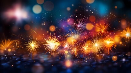 Beautiful fireworks background at night for holiday decoration