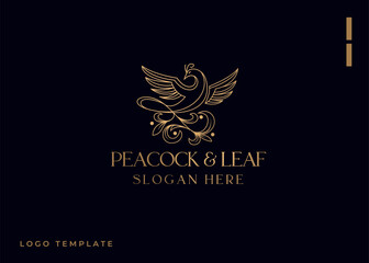 Luxurious peacock bird logo icon design template flat vector